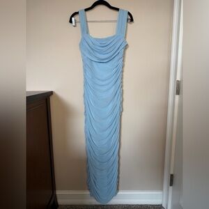 Chic Light Blue Draped Dress